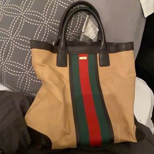 vintage gucci web stripe tote